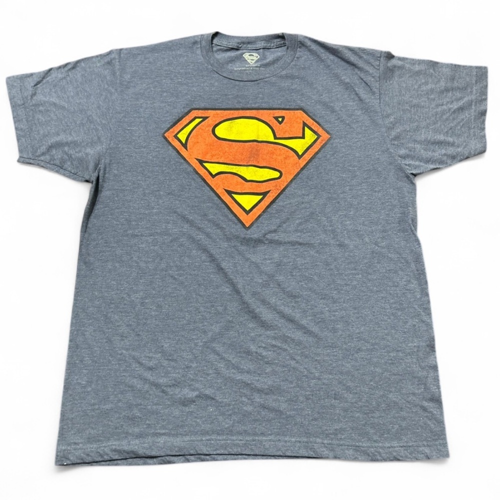 SUPERMAN Logo Gray T-Shirt L